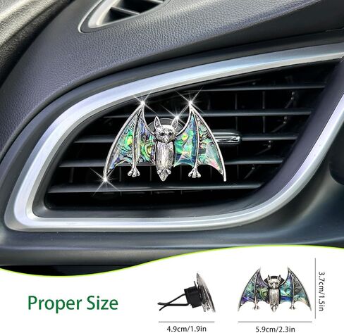 Bat Air Vent Clip Car Air Freshener Outlet Clips Natural Abalone Shell Seashell Color Vampire Bat Car Accessories Gothic Car Decor Refillable Car Diffuser Clips (Medium Bat) in Saudi Arabia