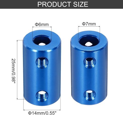 MECCANIXITY Rigid Screw Coupling 6mm to 7mm Shaft Coupler Connector L25mm x D14mm Steel Joint Connector Rigid Coupling Set for 3D Printers DIY Encoder with 16 Screws, 4 Pcs in Kuwait
