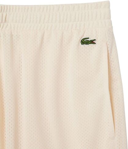 Lacoste Men's Relaxed Fit Tennis Graphic Shorts, Off White, Large in Saudi Arabia
