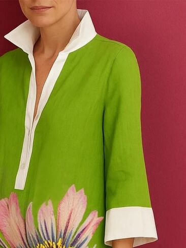 UOOZEE Summer Dresses for Women Casual Shirt Dress 3/4 Quarter Long Sleeve Printed Work Dress in Kuwait