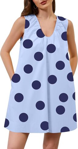 Livtany Women's Scoop Neck Babydoll Cute Mini Dress Flowyless Scleveless Short Dress in Kuwait