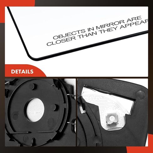 A-Premium Right Passenger Side Heated Mirror Glass with Backing Plate - Compatible with Mercedes-Benz C230, C240, C280, C320, C350, C32 C55 E55 AMG, E320, E500 - Exterior Side View Convex Mirror in Saudi Arabia