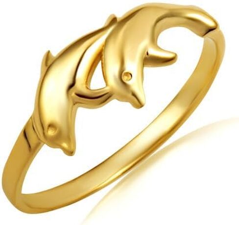 Dolphins Ocean Fine Ring Real Solid 10K Gold in Kuwait