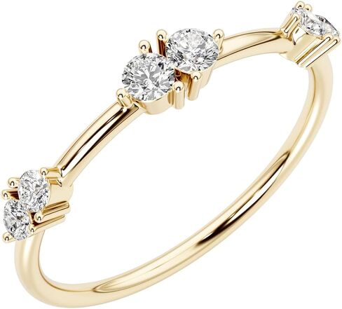 Peora Lab Crown Diamond Minimalist Rings القابلة للتكديس في الفضة الجنيه الذهب المصنوعة من الذهب الأصفر 14K ، أحجام من 5 إلى 9 in Saudi Arabia