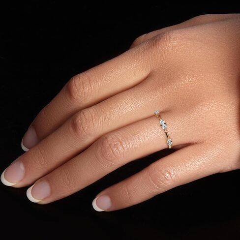 Peora Lab Crown Diamond Minimalist Rings القابلة للتكديس في الفضة الجنيه الذهب المصنوعة من الذهب الأصفر 14K ، أحجام من 5 إلى 9 in Saudi Arabia
