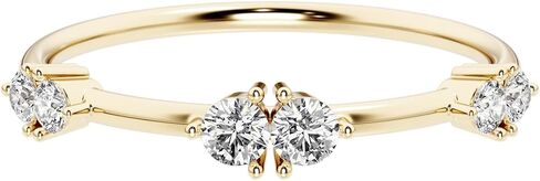 Peora Lab Crown Diamond Minimalist Rings القابلة للتكديس في الفضة الجنيه الذهب المصنوعة من الذهب الأصفر 14K ، أحجام من 5 إلى 9 in Saudi Arabia
