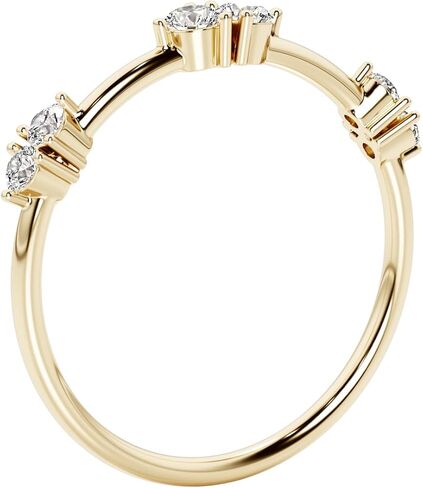 Peora Lab Crown Diamond Minimalist Rings القابلة للتكديس في الفضة الجنيه الذهب المصنوعة من الذهب الأصفر 14K ، أحجام من 5 إلى 9 in Saudi Arabia