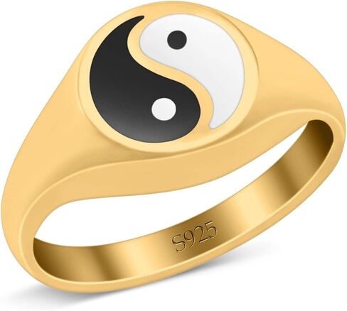 Blue Apple Co. Yin Yang Ring Band Solid 925 Sterling Silver Thumb Ring (11mm) in Saudi Arabia