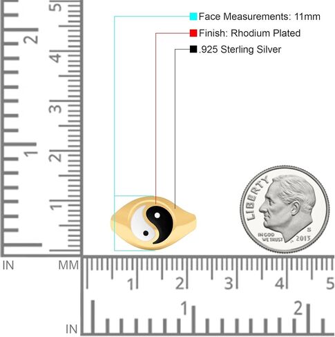 Blue Apple Co. Yin Yang Ring Band Solid 925 Sterling Silver Thumb Ring (11mm) in Saudi Arabia