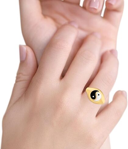 Blue Apple Co. Yin Yang Ring Band Solid 925 Sterling Silver Thumb Ring (11mm) in Saudi Arabia