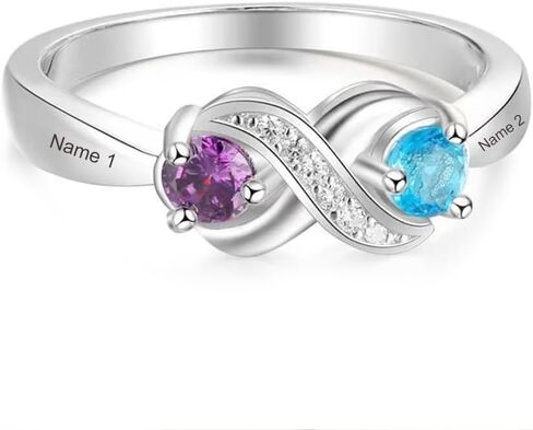 SISGEM 10K 14K 18K Gold Natural Diamond Personalized Name Rings with 1-6 CZ Birthstone Customized Birthstone Rings for Women Mom Mothers Birthstone Rings in Saudi Arabia