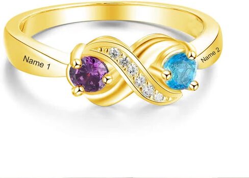 SISGEM 10K 14K 18K Gold Natural Diamond Personalized Name Rings with 1-6 CZ Birthstone Customized Birthstone Rings for Women Mom Mothers Birthstone Rings in Saudi Arabia
