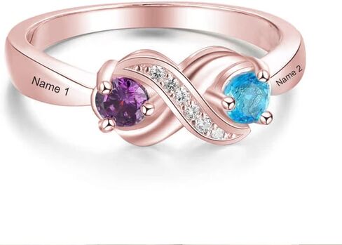 SISGEM 10K 14K 18K Gold Natural Diamond Personalized Name Rings with 1-6 CZ Birthstone Customized Birthstone Rings for Women Mom Mothers Birthstone Rings in Saudi Arabia