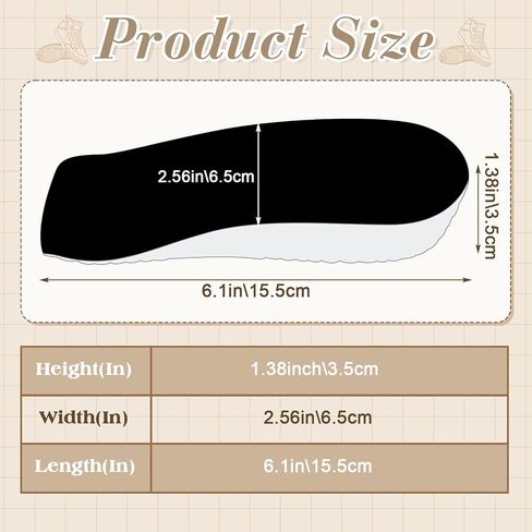3 Pairs Insole Increase Height for Men Women High Pads Orthopedic Arch Support Insoles for Flat Feet Height Boosters Cushions(Black,3.5 cm) in Saudi Arabia
