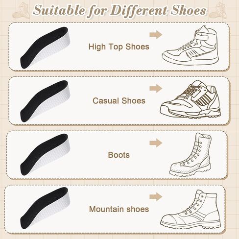 3 Pairs Insole Increase Height for Men Women High Pads Orthopedic Arch Support Insoles for Flat Feet Height Boosters Cushions(Black,3.5 cm) in Saudi Arabia