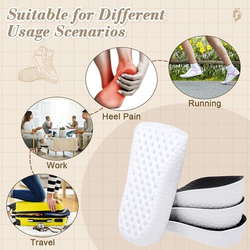 3 Pairs Insole Increase Height for Men Women High Pads Orthopedic Arch Support Insoles for Flat Feet Height Boosters Cushions(Black,3.5 cm) in Saudi Arabia