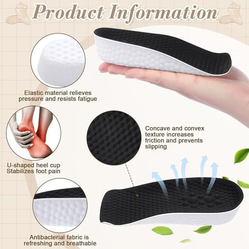 3 Pairs Insole Increase Height for Men Women High Pads Orthopedic Arch Support Insoles for Flat Feet Height Boosters Cushions(Black,3.5 cm) in Saudi Arabia