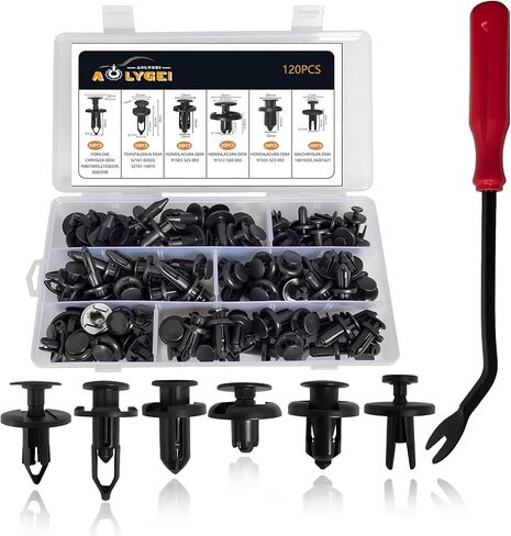Bumper Retainer Clips, 120PCS Plastic Clips for Car, Auto Clips Fasteners Push Retainer Kit, 6 Sizes Auto Parts Push Pin Rivets Set, Fender Clips Fit for GMC Ford Toyota Honda Acura E67 in Saudi Arabia