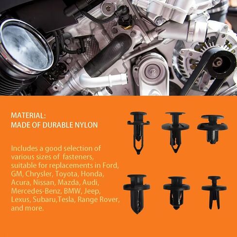 Bumper Retainer Clips, 120PCS Plastic Clips for Car, Auto Clips Fasteners Push Retainer Kit, 6 Sizes Auto Parts Push Pin Rivets Set, Fender Clips Fit for GMC Ford Toyota Honda Acura E67 in Saudi Arabia