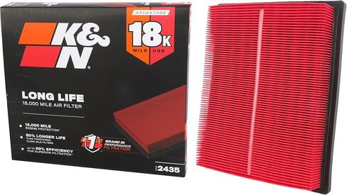 K&N Engine Air Filter: Long Life 18000 Mile Plater Filter: متوافق مع 2010-2019 Toyota/Lexus/Mitsubihi L3/L4 (Auris ، Rav4 Hybrid ، Prius ، NX300H ، CT300H ، Eclipse Cross) ، KNA-2435 in Saudi Arabia