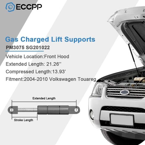 ECCPP Lift Supports Front Hood Struts Gas Springs Shocks for Volkswagen Touareg 2004-2010 Compatible with PM3075 Strut Set of 2 in Saudi Arabia