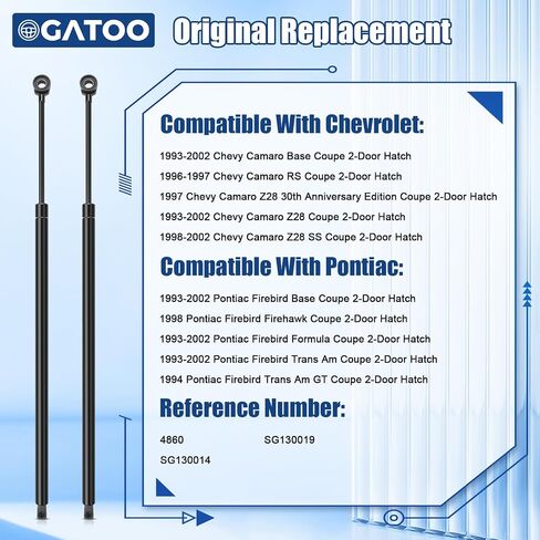 Rear Hatch Liftgate Tailgate Lift Supports Struts Gas Springs Shocks Compatible with Chevy Camaro Pontiac Firebird 1993 1994 1995 1996 1997 1998 1999 2000 2001 2002 Trunk, Replace 4860 SG130019 2 Pcs in Saudi Arabia
