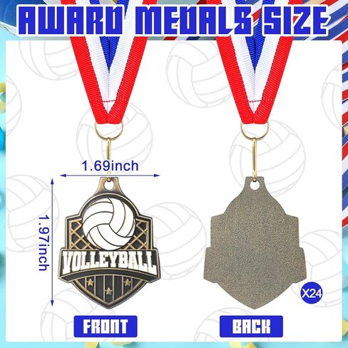 Tondiamo 24 Pcs Basketball Medal Award Medals Bulk Sports Medals with Neck Ribbons 1.97 Inches Winner Award Prize Gift for Sports Themed Party Favors Tournaments School Match Competition Teams in Saudi Arabia