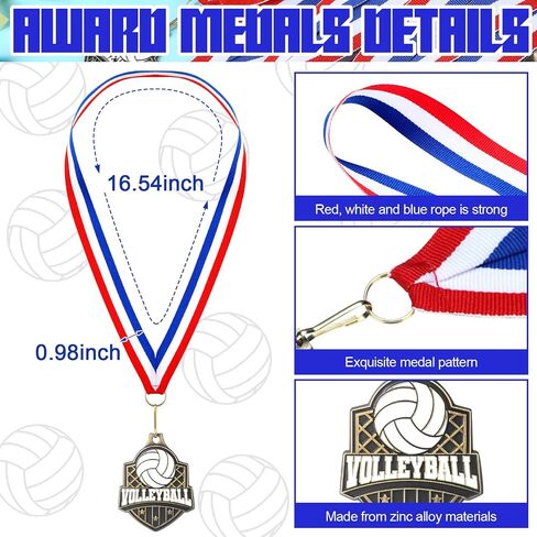 Tondiamo 24 Pcs Basketball Medal Award Medals Bulk Sports Medals with Neck Ribbons 1.97 Inches Winner Award Prize Gift for Sports Themed Party Favors Tournaments School Match Competition Teams in Saudi Arabia