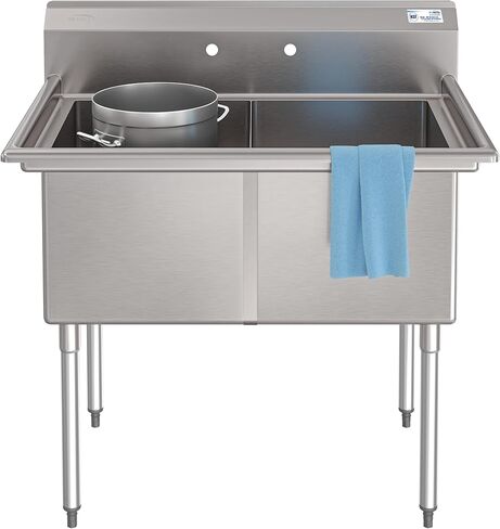 KoolMore 42 in. 16-Gauge 2-Compartment Commercial Sink with Backsplash, Bowl Dimensions 18"x18"x14" in Stainless-Steel (KM-SB181814-N316) in Saudi Arabia