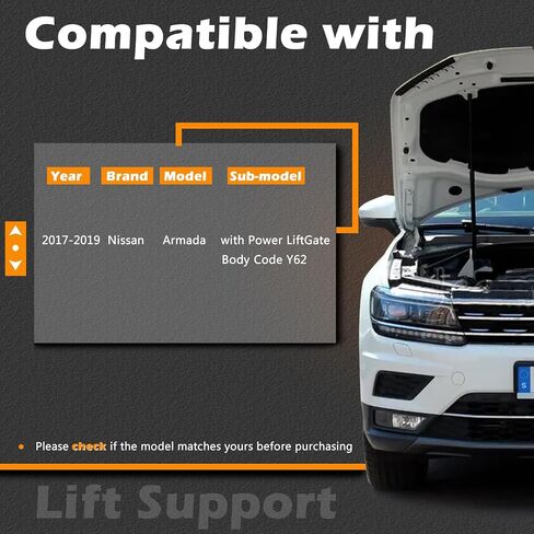 18.28 في 2PCS Liftgate Lift Lift Support Sailgate Hatch Struts Gas Spring Shocks Rod متوافق مع Nissan 2017-2019 يحل Armada محل 90452-1LA0A 9450-1LA2A 90450-1LA4A مع رفع الطاقة ، رمز الجسم Y62 in Saudi Arabia