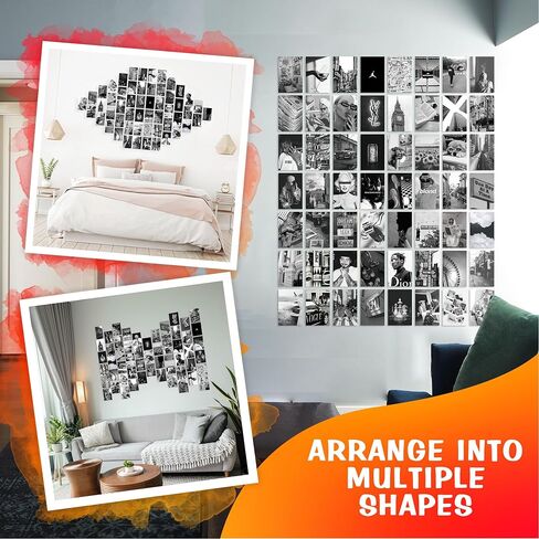 Prosersparadise 54pcs أسود أبيض جمالي جمالي مجموعة مجموعة مجموعات - 4x6 بوصة أنيقة فنية عتيقة للفتيات والفتيان في سن المراهقة ، عرض صور نوم ، ملصقات VSCO ، تزيين غرفة النوم in Kuwait