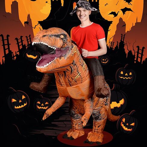 أزياء الديناصورات القابلة للنفخ للبالغين T-Rex Ride على زي الهالوين المضحك Dino تفجير زي in Kuwait