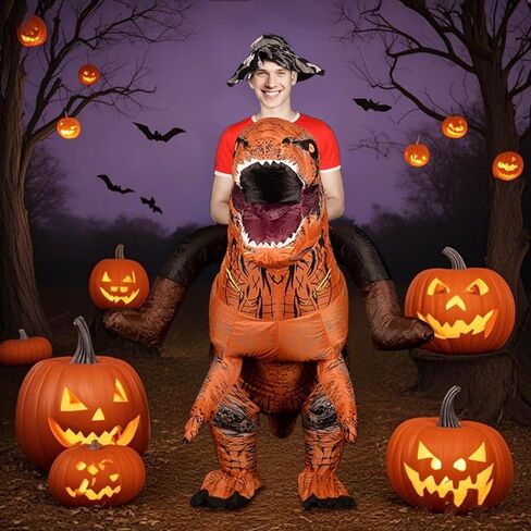 أزياء الديناصورات القابلة للنفخ للبالغين T-Rex Ride على زي الهالوين المضحك Dino تفجير زي in Kuwait