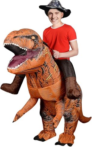 أزياء الديناصورات القابلة للنفخ للبالغين T-Rex Ride على زي الهالوين المضحك Dino تفجير زي in Kuwait
