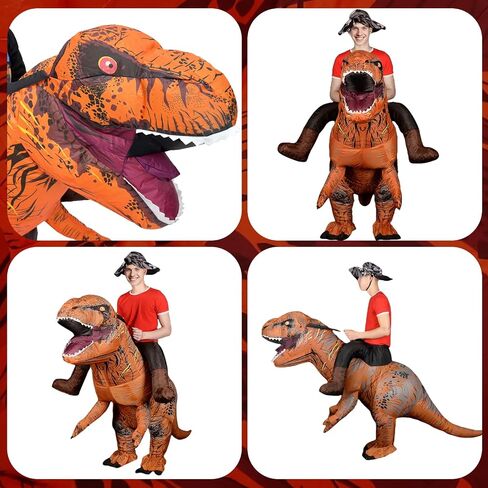 أزياء الديناصورات القابلة للنفخ للبالغين T-Rex Ride على زي الهالوين المضحك Dino تفجير زي in Kuwait