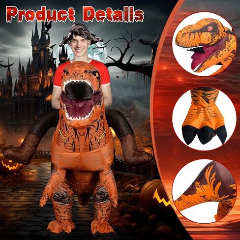 أزياء الديناصورات القابلة للنفخ للبالغين T-Rex Ride على زي الهالوين المضحك Dino تفجير زي in Kuwait