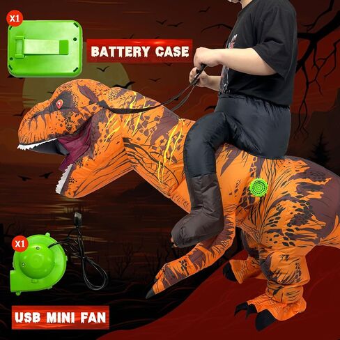 أزياء الديناصورات القابلة للنفخ للبالغين T-Rex Ride على زي الهالوين المضحك Dino تفجير زي in Kuwait