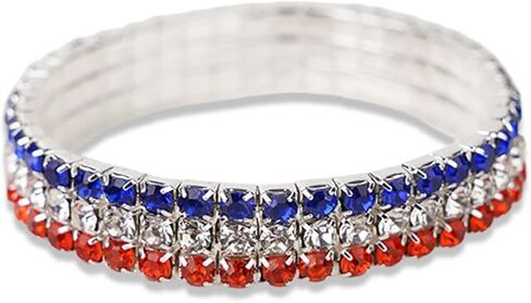 Dreuyet American Flag Barcelet Red White Blue Crystal الوطنية الرابع من يوليو ديكورات لامعة الولايات المتحدة الأمريكية مجوهر in Kuwait