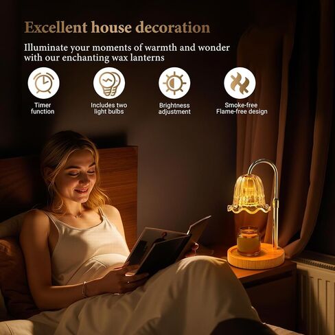 WarmEmbrace Candle Warmer Lamp with Timer Dimmable Light & Adjustable Height, Birthday Gifts for Women Mom Girl,House Warming Gift New Home Decor,Wax Melt Warmer for Jar Candles with 2 Bulbs/Gold in Saudi Arabia