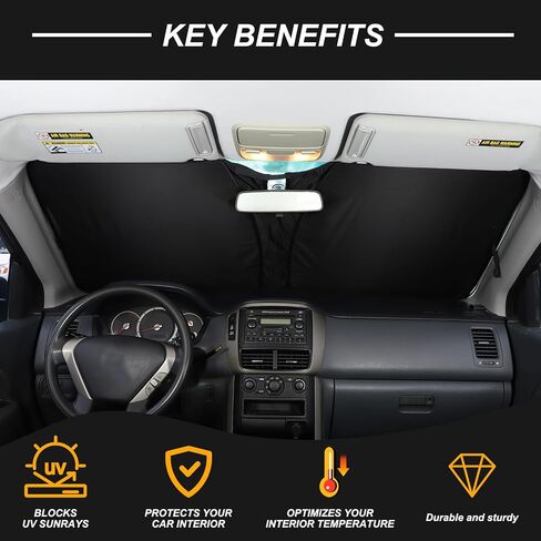 Windshield Sun Shade for Honda Pilot 2003 2004 205 2006 2007 2008, Front Window Sun Visor Protector, Foldable Car Reflective Blocker UV Rays and Heat in Saudi Arabia