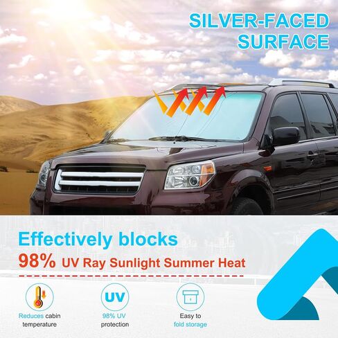 Windshield Sun Shade for Honda Pilot 2003 2004 205 2006 2007 2008, Front Window Sun Visor Protector, Foldable Car Reflective Blocker UV Rays and Heat in Saudi Arabia