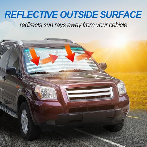 Windshield Sun Shade for Honda Pilot 2003 2004 205 2006 2007 2008, Front Window Sun Visor Protector, Foldable Car Reflective Blocker UV Rays and Heat in Saudi Arabia