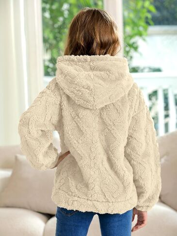 Besserbay Girls Winter Sherpa Fleece Fuzzy Hoodies Sweatshirts Button Button Down Dan Disual Outerwear Coat مع جيوب من 4 إلى 14 عامًا in Saudi Arabia