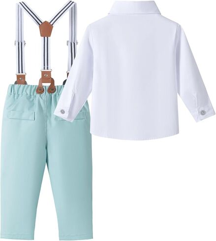 سالنير طفل فستان بدلة طفل الفتيان الملابس مجموعات ربطة القمصان الحمالات السراويل 4 قطعة ملابس الرجل الدعاوى 6 أشهر 6 سنوات in Kuwait