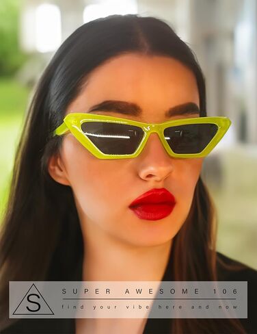 Womens Neon Pop Color 80s Squared Cat Eye Sunglasses in Saudi Arabia