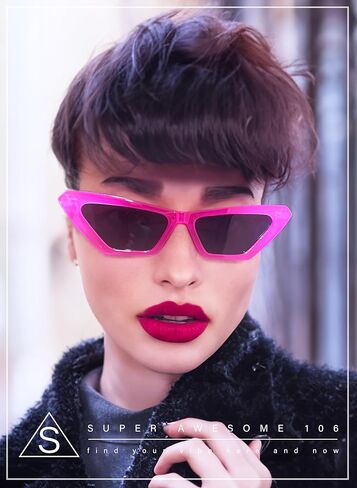 Womens Neon Pop Color 80s Squared Cat Eye Sunglasses in Saudi Arabia