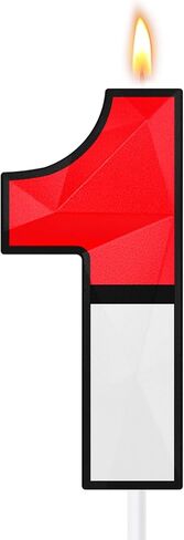 Large 3D Cartoon Number 1 Birthday Candles, 5 & 2.76 Inches Cake Topper for Boys Girls Kids, Red and White Animated Theme Birthday Decorations for Anniversary Celebrations (Number 1) in Saudi Arabia
