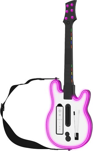 JJDWIN Wii Guitar Hero، جيتار لاسلكي لألعاب Wii Guitar Hero وRock Band 2/3 مع حزام، متوافق مع جميع ألعاب Nintendo Wii Guitar Hero in Saudi Arabia