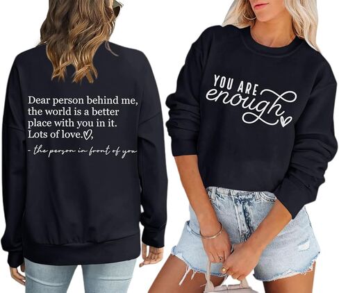 You Are Enough Sweatshirts for Women Dear Person Behind Me Hoodie Mental Health Inspirational Shirts Pullover Tops in Saudi Arabia