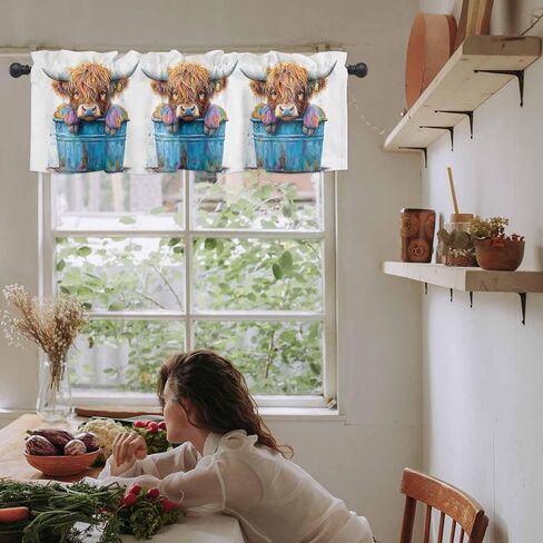 Valance for Windows Watercolors Yak Bucket Rod Pocket Short Window Valance Curtains Animal Window Treatment Valances for Kitchen Living Room Bedroom Bathroom 1 Panel 54x18 inch in Saudi Arabia